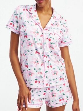 Roller Rabbit Strawberry Bows Polo Pajamas Set